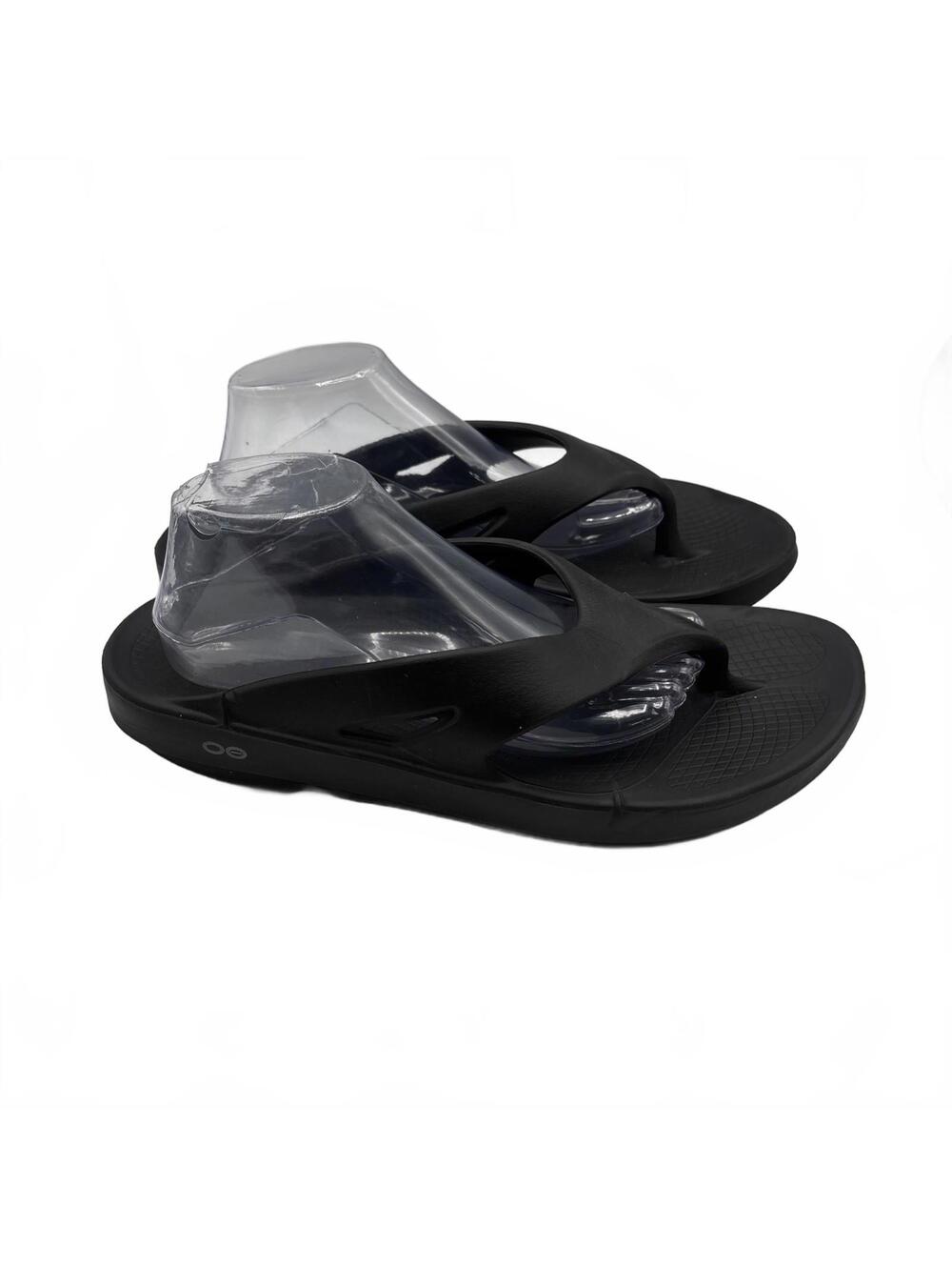 Oofos Black Flip Flop Sandals Shoes Men's Size 12 Women's Size 14